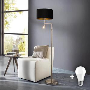 Eglo - LED Stojací lampa TUNJA 1xE27/60W/230V + LED/2,1W pr. 38 cm chrom/černá