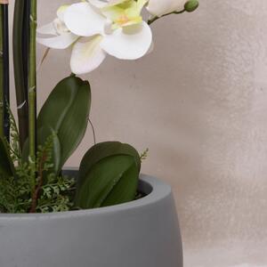Kulatý květináč PLUTO, sklolaminát, výška 30 cm, beton design