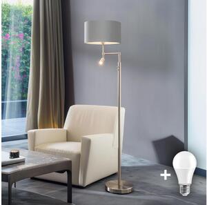 Eglo - LED Stojací lampa TUNJA 1xE27/60W/230V + LED/2,1W pr. 38 cm chrom/šedá