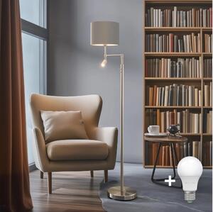 Eglo - LED Stojací lampa TUNJA 1xE27/60W/230V + LED/2,1W pr. 30 cm chrom/taupe