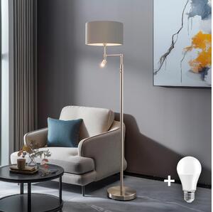 Eglo - LED Stojací lampa TUNJA 1xE27/60W/230V + LED/2,1W pr. 38 cm chrom/taupe
