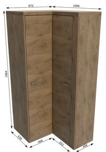 Rohová skříň ANNELISA - šířka 196 cm, dub ribbeck