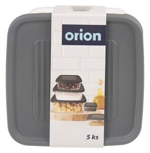 Orion 5 - dílná sada dóz, plastové krabičky, čtvercové - 0,25l, 0,5l, 1l, 1,6l, 2,5l, FESTIVA