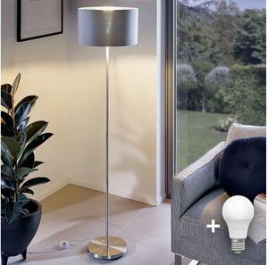Eglo - LED Stojací lampa TUNJA 1xE27/60W/230V matný chrom/šedá