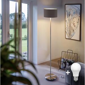 Eglo - LED Stojací lampa TUNJA 1xE27/60W/230V matný chrom/taupe