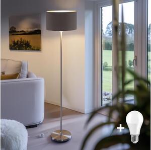Eglo - LED Stojací lampa TUNJA 1xE27/60W/230V matný chrom/hnědá