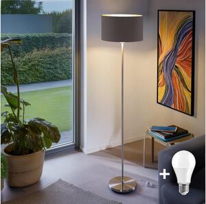 Eglo - LED Stojací lampa TUNJA 1xE27/60W/230V matný chrom/taupe