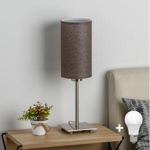 Eglo - LED Stolní lampa TUNJA 1xE27/60W/230V 26,5 cm matný chrom/hnědá