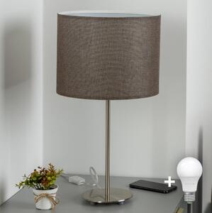 Eglo - LED Stolní lampa TUNJA 1xE27/60W/230V 38,5 cm matný chrom/hnědá