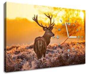 Obraz s hodinami Silný jelen Rozměry: 60 x 40 cm