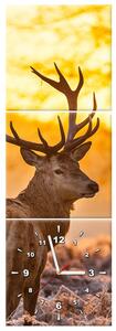 Obraz s hodinami Silný jelen - 3 dílný Rozměry: 90 x 30 cm