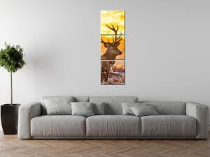 Obraz s hodinami Silný jelen - 3 dílný Rozměry: 90 x 30 cm