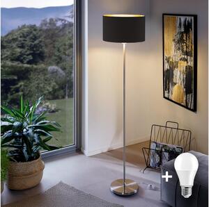 Eglo - LED Stojací lampa TUNJA 1xE27/60W/230V matný chrom/černá