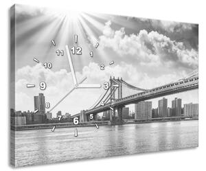 Obraz s hodinami Brooklyn New York Rozměry: 30 x 30 cm