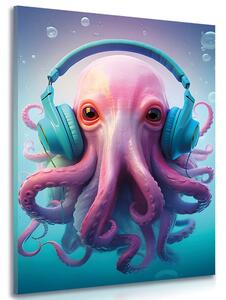 Obraz chobotnice se sluchátky