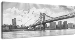Obraz s hodinami Brooklyn New York Rozměry: 100 x 40 cm