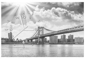 Obraz s hodinami Brooklyn New York Rozměry: 60 x 40 cm