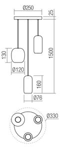 Redo 01-3480 - Lustr na lanku BOOM 3xGU10/10W/230V pr. 33 cm černá/zelená/hnědá