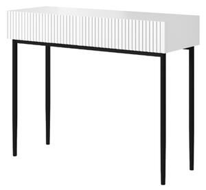 Toaletní/konzolový stolek Nicole 100 cm - bílý mat / černé nožky