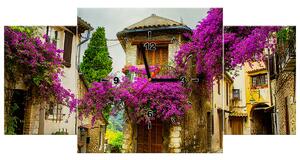 Obraz s hodinami Staré město v Provence - 3 dílný Rozměry: 90 x 70 cm