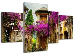 Gario 4 dílný obraz s hodinami Staré město v Provence Velikost: 120 x 70 cm