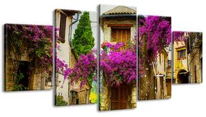 Obraz s hodinami Staré město v Provence - 5 dílný Rozměry: 150 x 105 cm