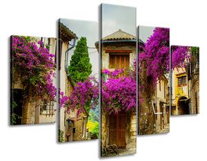 Gario 5 dílný obraz s hodinami Staré město v Provence Velikost: 150 x 105 cm