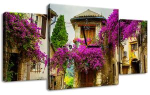 Gario 3 dílný obraz s hodinami Staré město v Provence Velikost: 80 x 40 cm