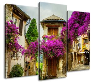 Gario 3 dílný obraz s hodinami Staré město v Provence Velikost: 90 x 70 cm