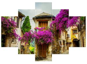 Obraz s hodinami Staré město v Provence - 5 dílný Rozměry: 150 x 70 cm