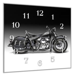 Nástěnné hodiny černá motorka 30x30cm - plexi
