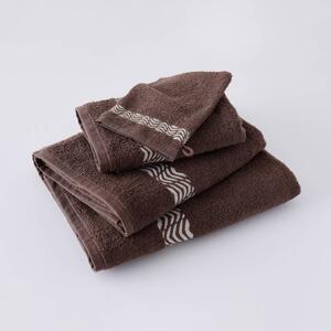 Koupelnový textil s originálním vyšitým lemem 420g/m2 čokoládová ručník 50x100 cm+žínka