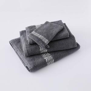 Koupelnový textil s originálním vyšitým lemem 420g/m2 antracitová ručník 50x100 cm+žínka