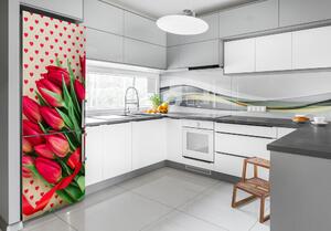 Foto nálepka na ledničku Červené tulipány FridgeStick-70x190-f-104956051