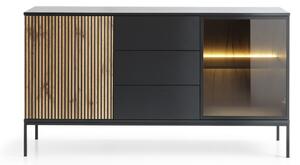 Piaski Komoda Sento s LED osvětlením 154 cm dub wotan/černá