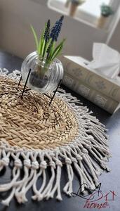 Přírodní pletené prostírání z mořské trávy s třásněmi - Ø 50*1.5 cm
