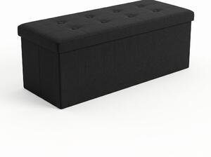 Puf s úložným prostorem obdélníkový, skládací, 110 × 38 × 38 cm, černý
