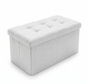 Obdélníkový taburet s úložným prostorem, skládací, 76 × 38 × 38 cm, béžový