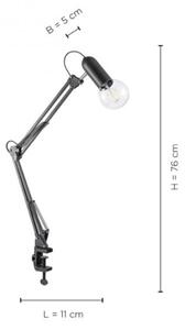 JUST LIGHT. 14773-18 - Stolní lampa s klipem TURN ME 1xE27/60W/230V černá