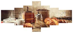 Obraz s hodinami Chutná snídaně - 7 dílný Rozměry: 160 x 70 cm