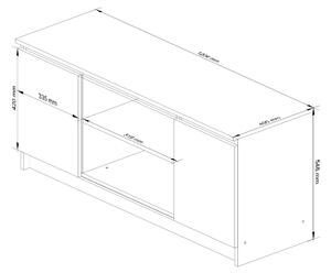 Moderní TV stolek ROMANA120, bílý / bílý lesk