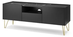 Televizní stolek DEVIKA - černý grafit / černý mramor