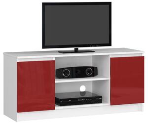 Moderní TV stolek ROMANA120, bílý / červený lesk