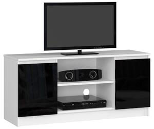 Moderní TV stolek ROMANA120, bílý / černý lesk