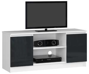Moderní TV stolek ROMANA120, bílý / grafitový lesk