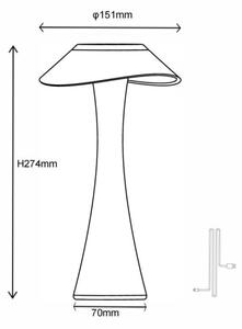 Globo 21025C-LED Stm. nab. stol. lampa AMBRA LED/2,5W/3,7V 2700K/4500K/6500K bí