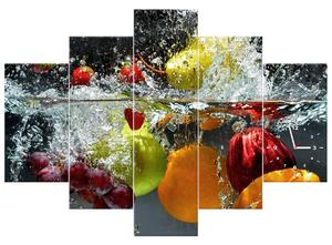 Obraz s hodinami Sladké ovoce - 5 dílný Rozměry: 150 x 70 cm