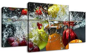 Obraz s hodinami Sladké ovoce - 3 dílný Rozměry: 90 x 70 cm
