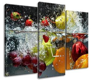 Obraz s hodinami Sladké ovoce - 3 dílný Rozměry: 100 x 70 cm