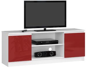 Designový TV stolek ROMANA140, bílý / červený lesk